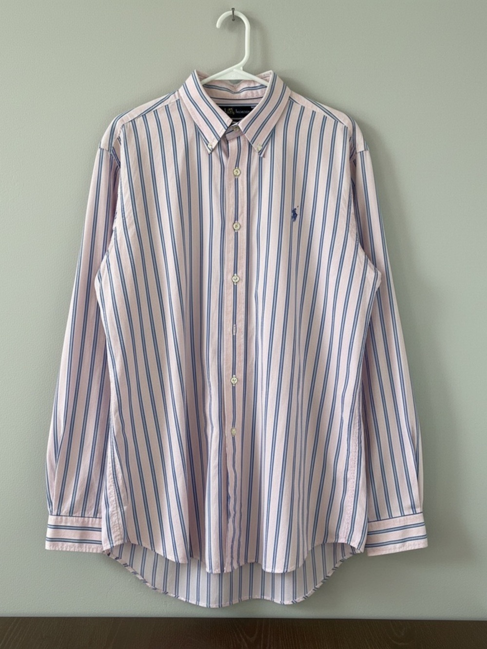 Ralph Lauren Light Pink Shirt with Blue Stripes - Button-Down Dress Shirt